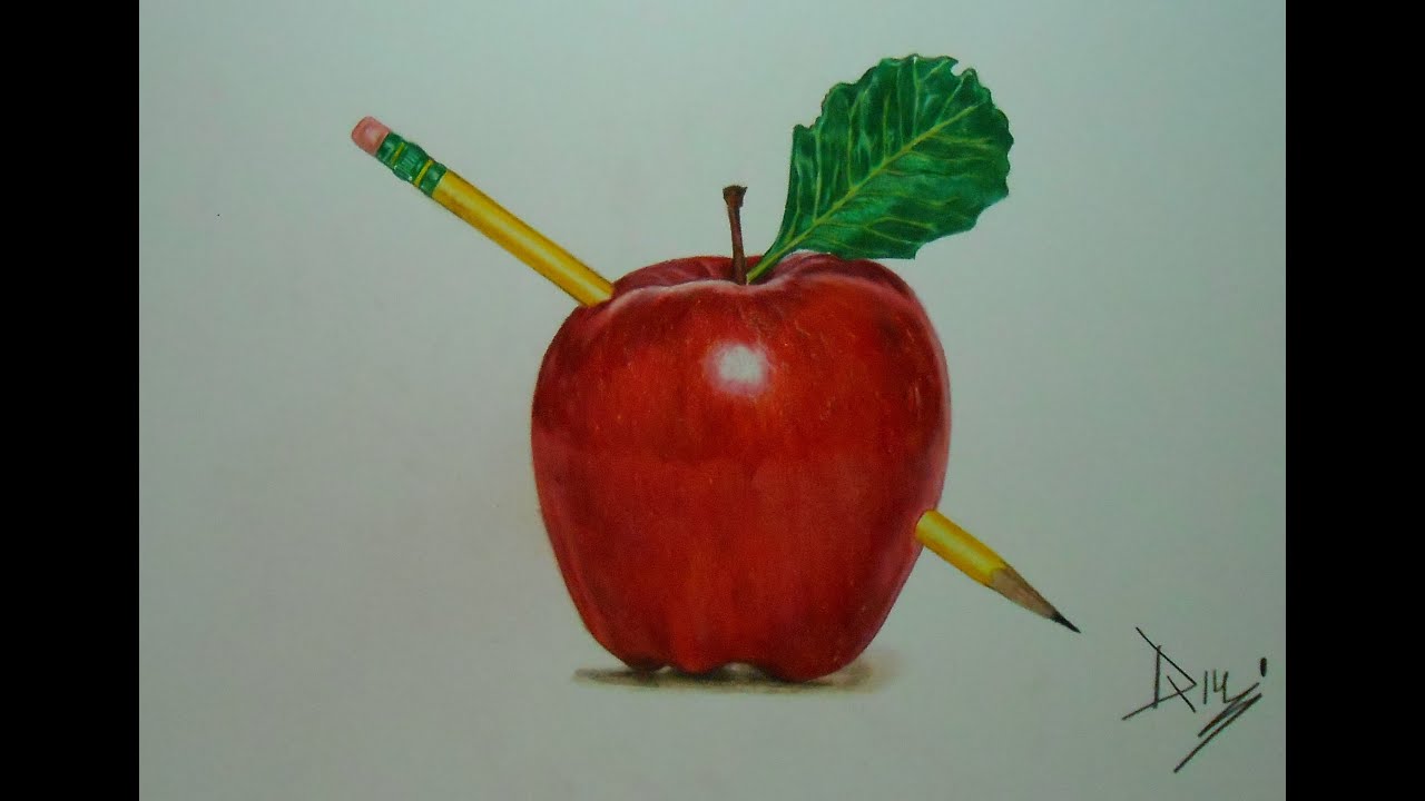 Drawing Fruits 2 - Green Apple - Colored pencils by f-a-d-i-l on DeviantArt