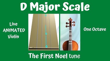 D MAJOR (D-Dur) First Position — THE FIRST NOEL ✨ | Animated Violin TAB & FINGERBOARD Duet