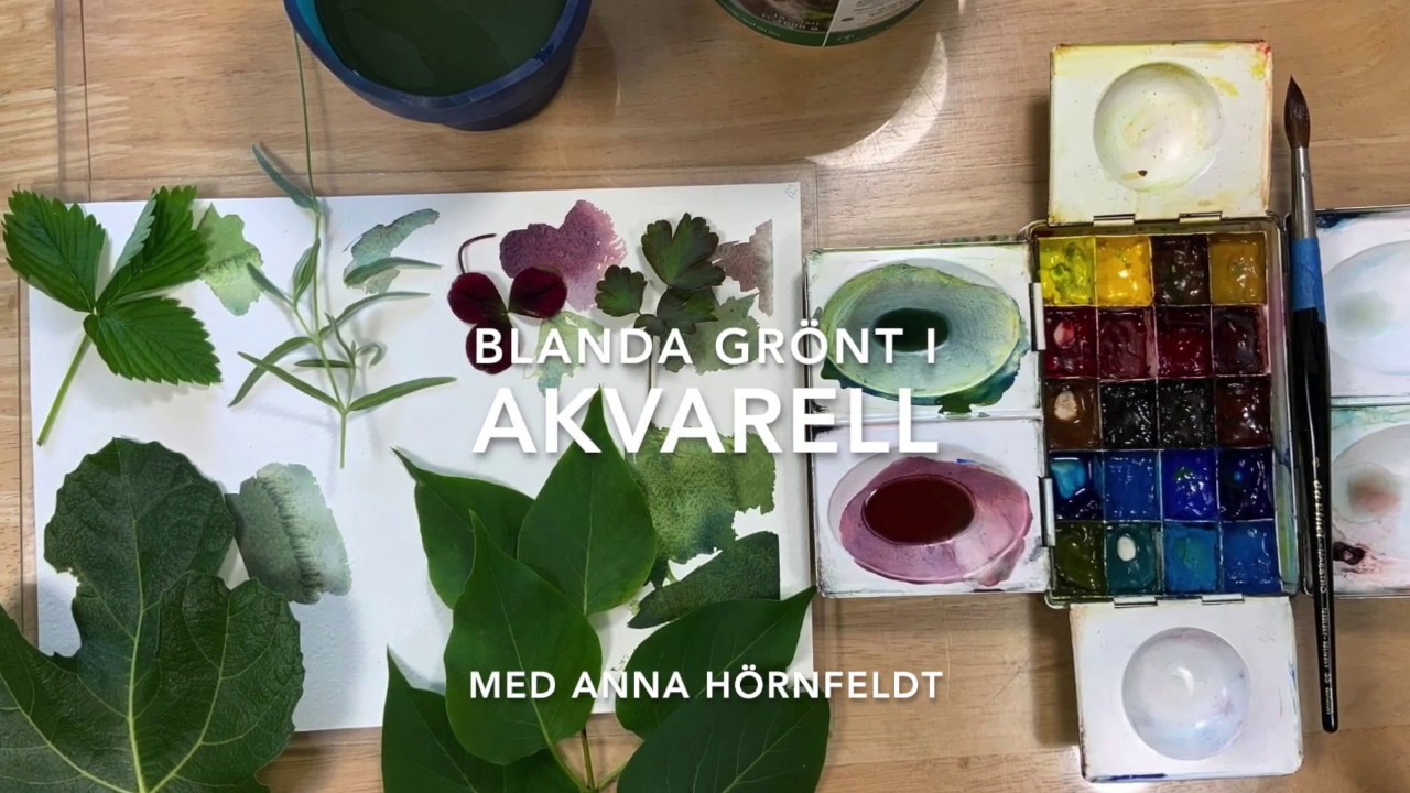 Att träna på att blanda till grönt i akvarell
