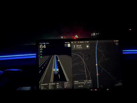 Tesla Model Y Road Trip Greensboro NC to Roanoke VA Driving at Night FSD