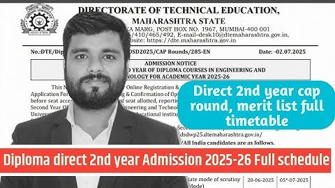 Diploma Direct Second Year Admission 2025-26 | Full Schedule, CAP Rounds, Merit List, Online Process