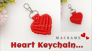 Macrame Heart Keychain | Heart Shaped Macrame Pattern | Heart Keyring with Macrame Cord