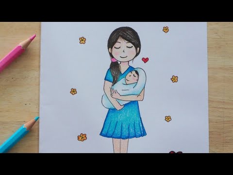 วาดรูป วันแม่ น่ารักๆ ง่ายๆ | วาดรูปวันแม่แห่งชาติ ง่ายๆ | How To Draw Mother Day Easy