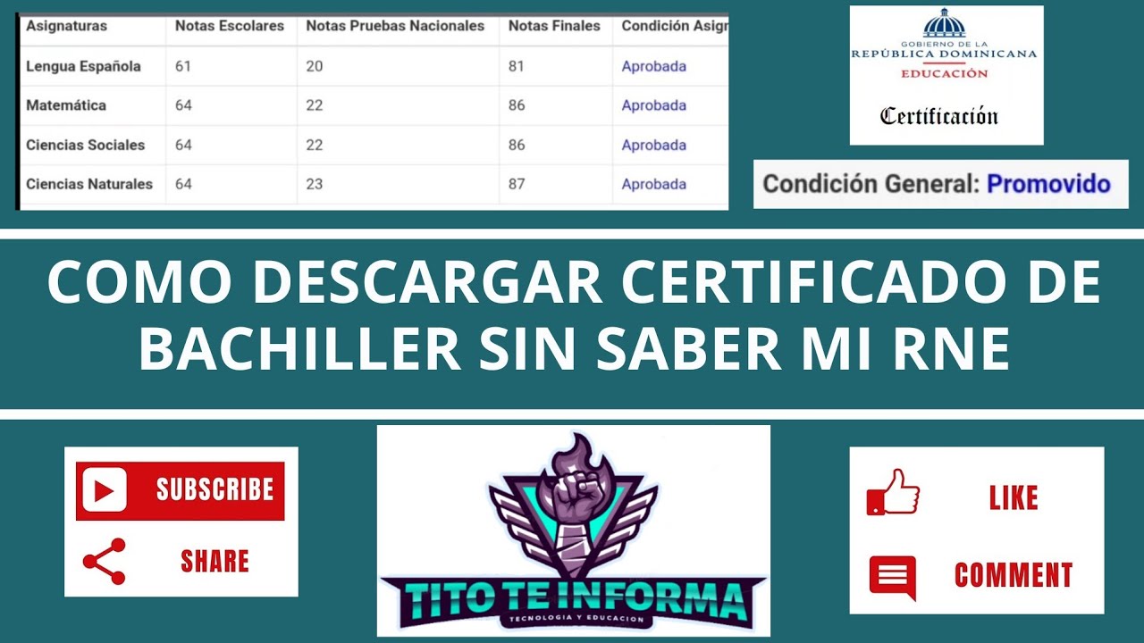 Obtener RNE y descargar certificado de bachiller - YouTube