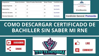 Obtener RNE y descargar certificado de bachiller