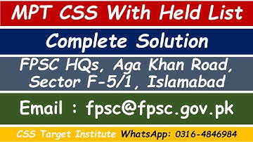 CSS MPT 2024 With held list Candidates Solution | FPSC | CSS | MPT