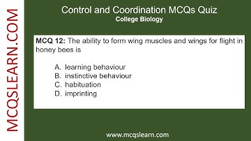 Control & Coordination MCQs Questions Answers | Control & Coordination PDF MCQ | Class 12 Ch 4 Notes