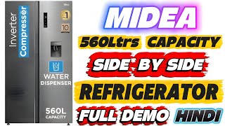 Midea 560L side by side refrigerator full DEMO in Hindi #midea #sidebyside #refrigerator #carrier