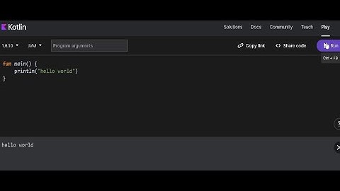 kotlin language hello world code run Activeteach