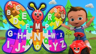 Learning Alphabets with Wooden Butterfly Puzzle Toy | Alphabets For Kids 3D Edu Videos | ABC Songs