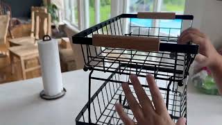 3 Tier Fruit Basket review!  GILLAS 3 Tier Countertop Fruit Basket with 2 Banana Hangers for Kitchen screenshot 3