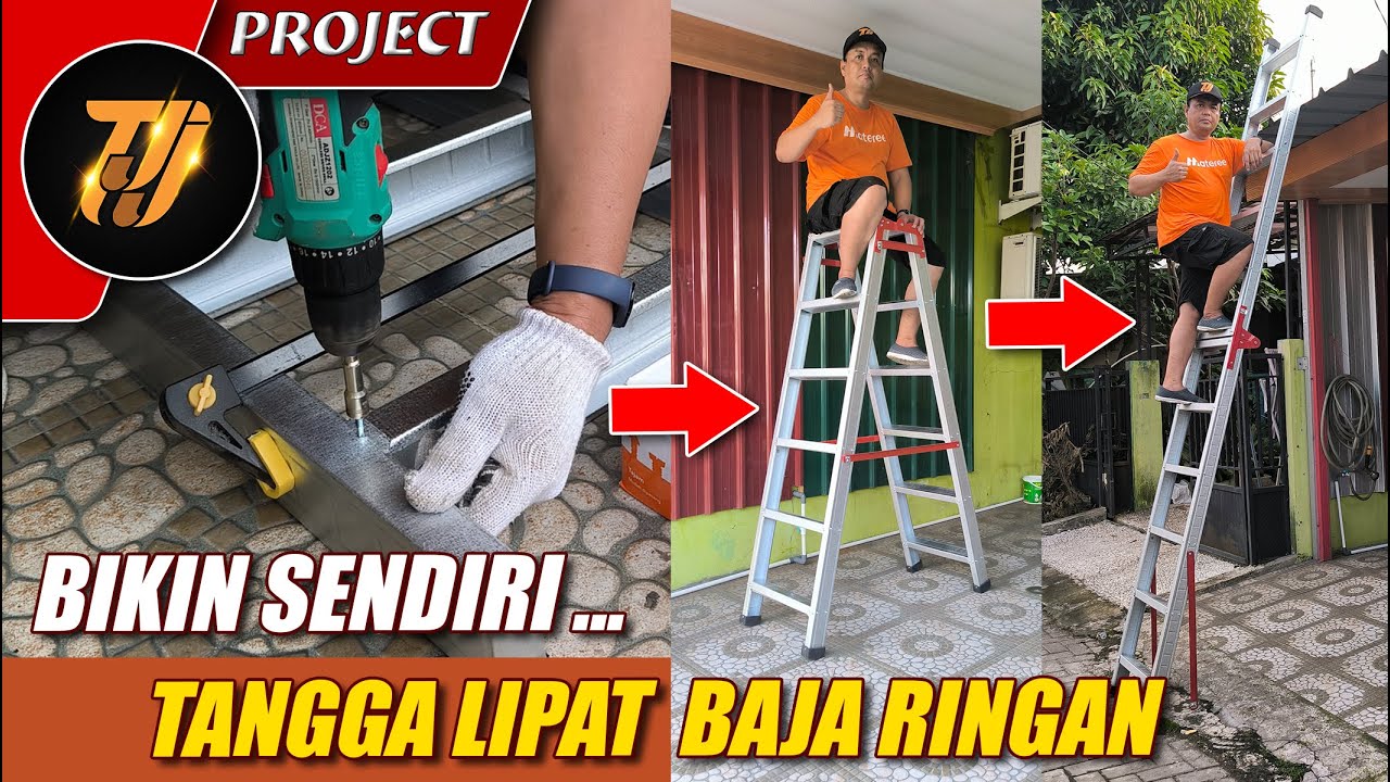 Cara membuat tangga lipat baja ringan kuat dan tidak mleyot pakai sekrup Materee