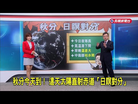 2026/9/23【早安嘉芬】秋分今天到！ 這天太陽直射赤道「日瞑對分」－民視新聞
