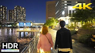 【4K HDR】Tokyo Night Walk  Shinagawa, Tennozu Isle