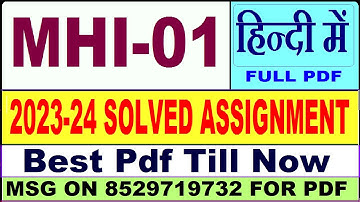 mhi 01 solved assignment 2023-24 || mhi 01 solved assignment 2024 in hindi || ignou mhi01