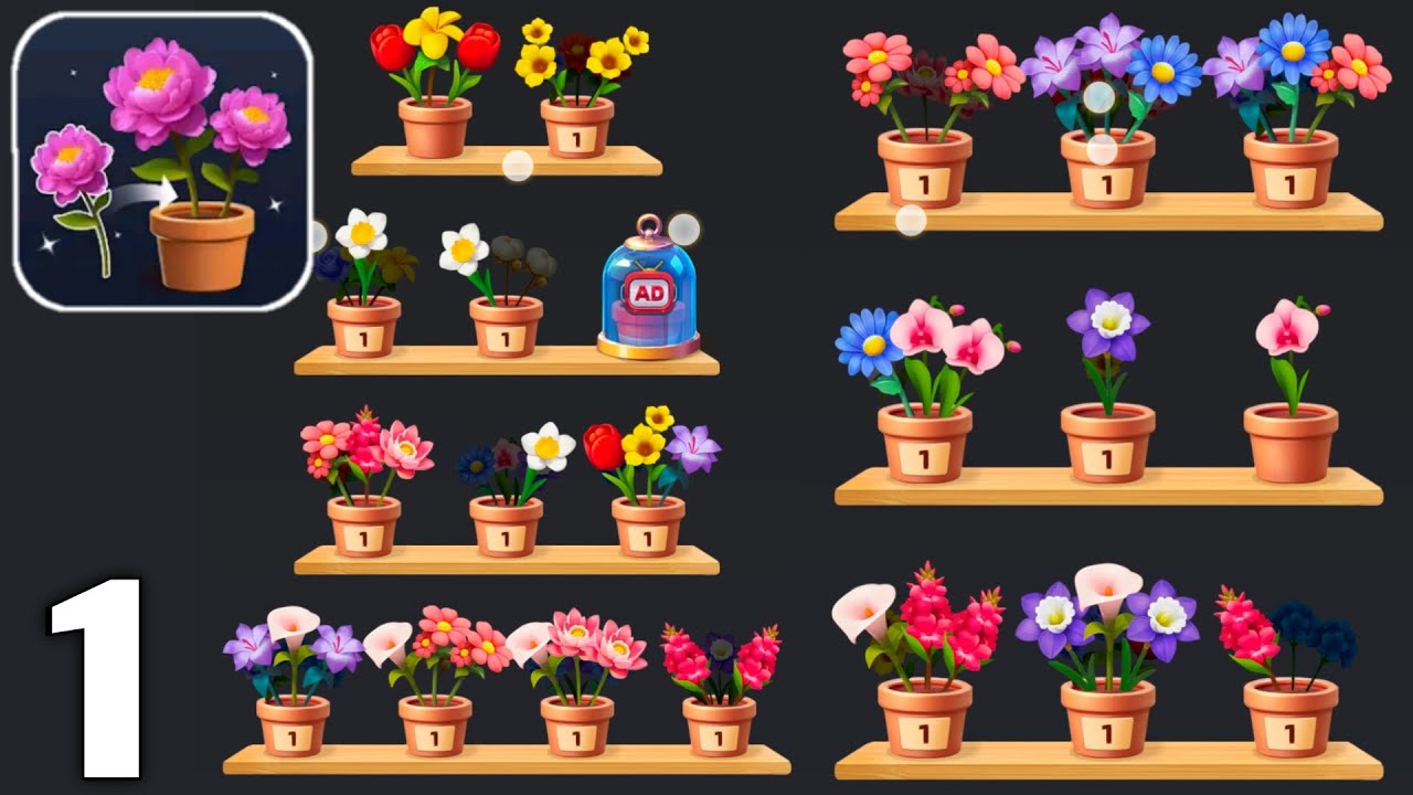 Floral Sort 3D - Gameplay Walkthrough Part 1 All Levels 1-10 (Android & iOS)