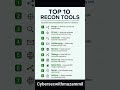 Top 10 Recon Tools Every Ethical Hacker Must Know 🚀 #shorts #cybersecurity #ethicalhacking #infosec