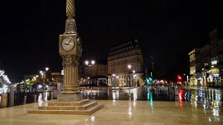 Walking in the Heavy Rain Walk Christmas Light at Night |Bordeaux 4k France|ASMR sounds for sleeping