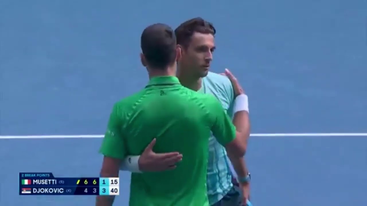 Injury Ends Musetti’s Run as Djokovic Reaches Australian Open Semifinals