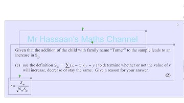 EDEXCEL LEGACY S1 JUN 2013R Q5d,e  Correlation, PMCC