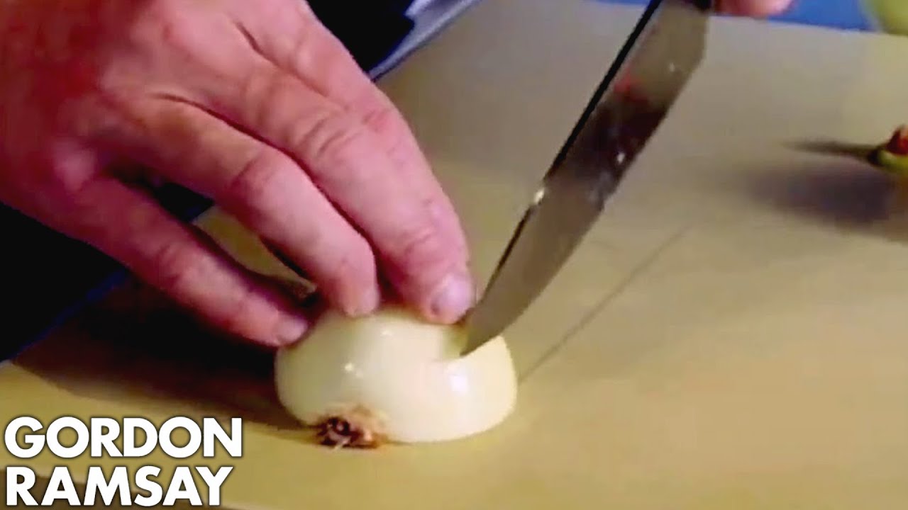 How To Finely Chop An Onion | Gordon Ramsay