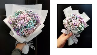 How to DIY Baby's breath flower bouquet wrapping - Graduation bouquet ｜Nicole Floral Class
