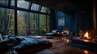 Rainy forest hideaway — warm fire, moody lighting, and nature wrapping around your sanctuary. 🌧️🔥🌲