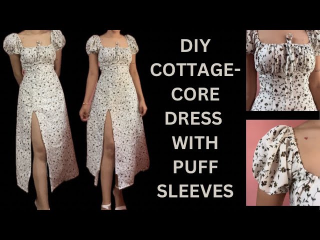 COTTAGE CORE /GATHERED BUST/ MILKMADE DRESS class=