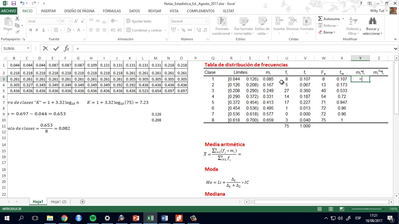 Estadística descriptiva para datos agrupados YouTube