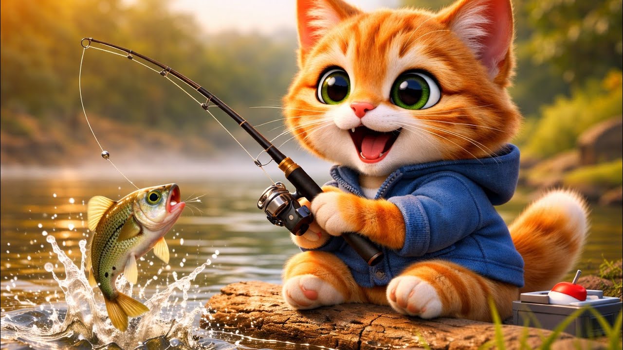 Cat fishing 🎣 cartoon video ! Cartoon video cat ! Kids cartoon video 