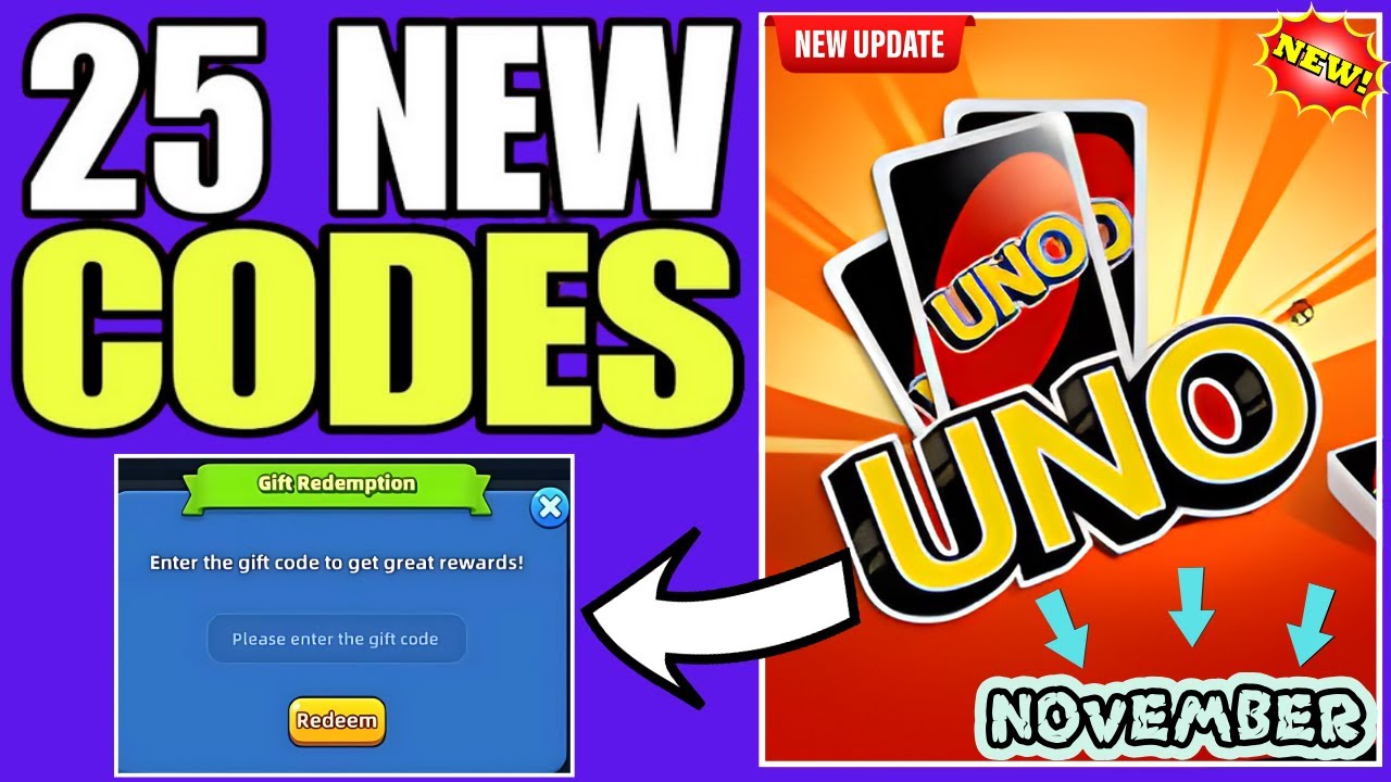 Ноябрь⚡Коды UNO Mobile - Подарочные коды UNO Mobile 2025 - Коды погашения UNO - Коды игры UNO Mobile