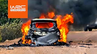 WRC - Lappi Fire Interview. Rally Guanajuato México 2020. Car on Fire!
