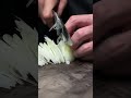 Rui “Crystal” Damascus Gyuto on white onion #fyp #satisfying #kitchenknife #japaneseknife #ruiknife thumbnail