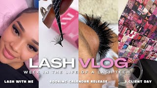 DAY IN THE LIFE OF A LASH TECH 🤍 Lash with me, Booking Calendar Drops, 5 Client Day
