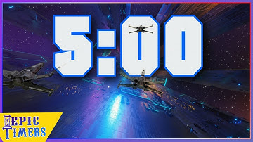 5 Minute Countdown Timer with music through a futuristic space city