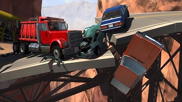 Collapsing Bridge Pileup Crash | BeamNG.drive