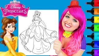 Coloring Belle Beauty and the Beast GLITTER Coloring Page Prismacolor Markers | KiMMi THE CLOWN