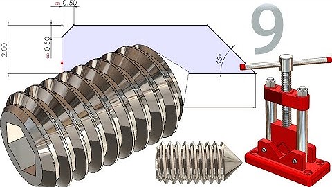 9-Project 46| Two-Sided Pipe Vise | SolidWorks Tutorial: cone point set screw  - M4