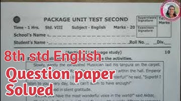 8th std English Unit Test 2 question paper with answers