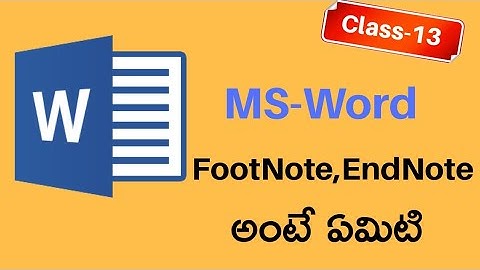 learn ms word in telugu|| Footnote&Endnote