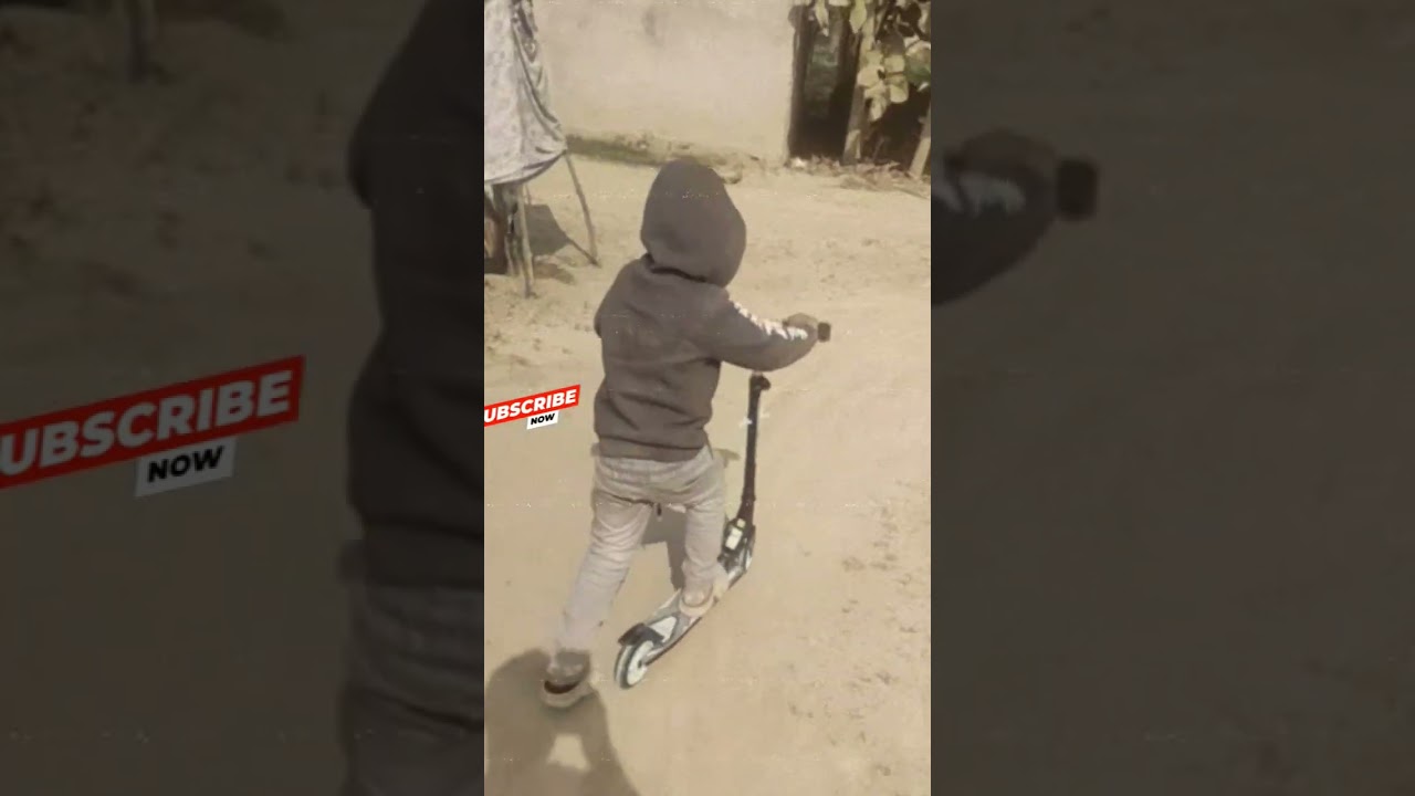 Advait Learn How to ride on kick scooter and having fun 