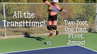 Roller Derby 180 Sidesurf, Pivot, and Jump Transitions (two feet AND one foot!)