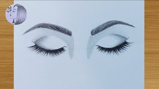 كيفية رسم عيون مغلقه خطوه بخطوه //رسم عيون سهله للمبتدئين ✍️