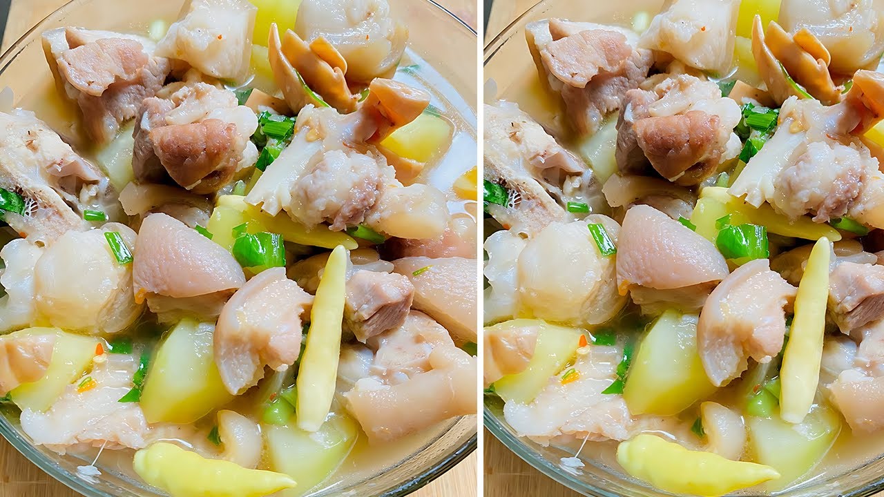 Boiled Pork Leg with Green Papaya Soup - Papaya and Pork Leg Stew (Asian Style) Recipe