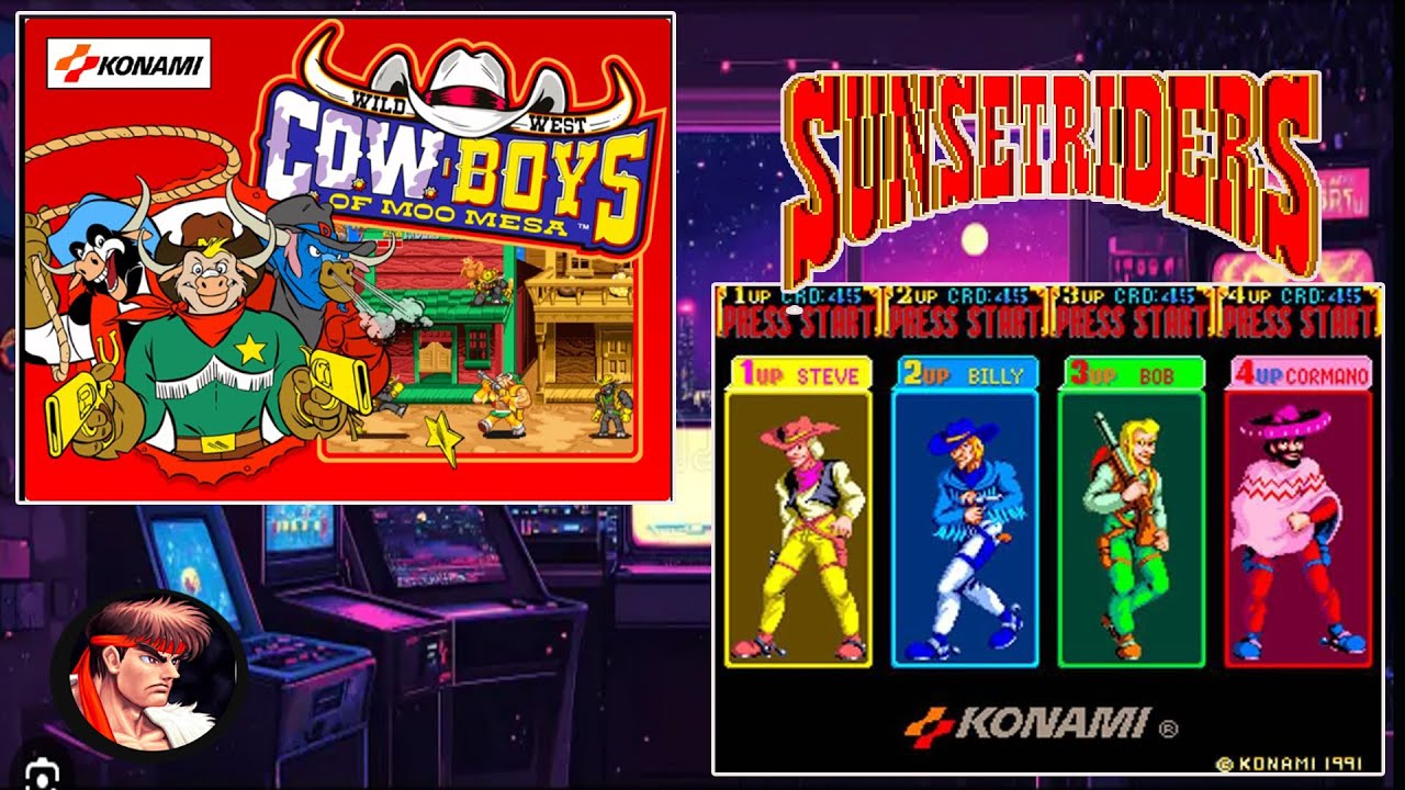 SUNSETRIDERS Y COWBOYS OFF MOON MESA -ambos juegos de KONAMI !! del mismo estilo
