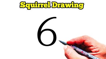 How to draw squirrel from number 6 | Easy squirrel drawing | Number drawing