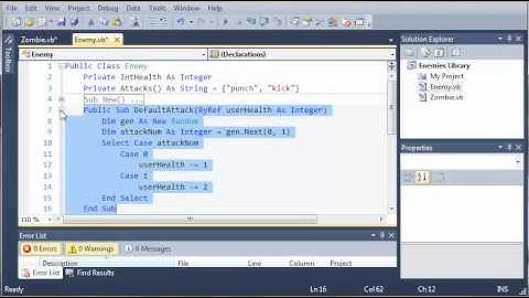 Visual Basic Tutorial - 146 - Game Part 2   Creating The Classes