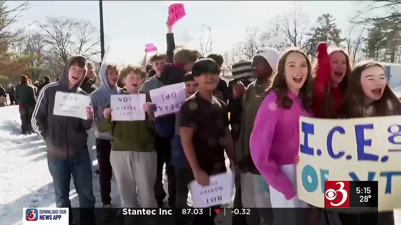 Students walk out of South Burlington schools to protest ICE - YouTube