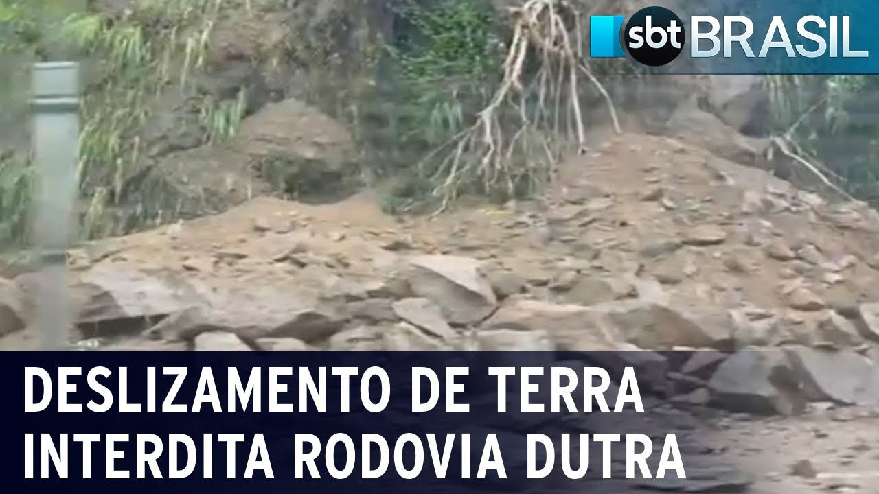 Queda de barreira interdita Rodovia Presidente Dutra sentido Rio | SBT Brasil (07/01/23)