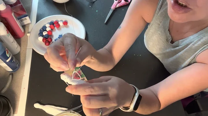 Making tassels and 4th of July bead garland